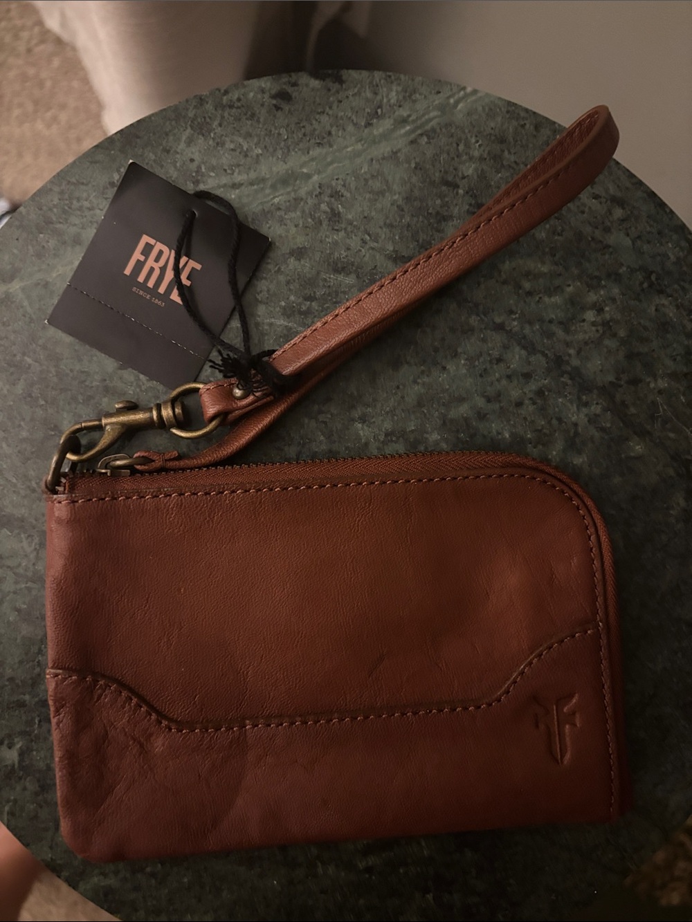 Frye Brown Leather Wristlet Wallet